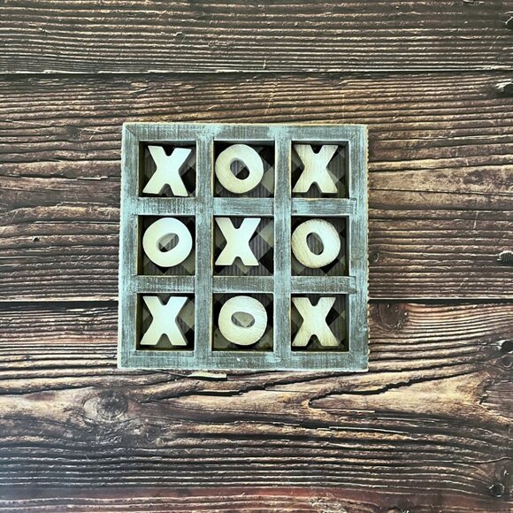 Wood Tic Tac Toe Decorative Game / 6"x6"x.5" / Buffalo Check / Table Game - Picture 5 of 5
